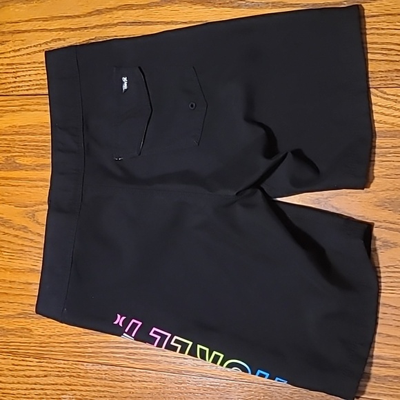 Hurley Black Board Shorts with Multicolor Side Logo - Boy's 7 - Picture 7 of 8